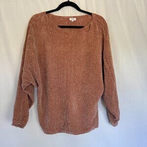 Q & A Los Angeles Womens Sweater batwing super Soft Pink Mauve Size L - 0395